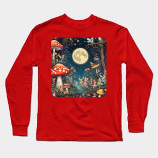 Fairies on a Full Moon Night in the Forest Long Sleeve T-Shirt